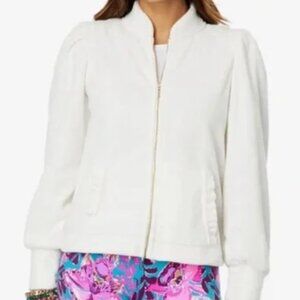 Lilly Pulitzer Cabello Fleece Zip-Up Jacket NWT | Coconut White | Size M
